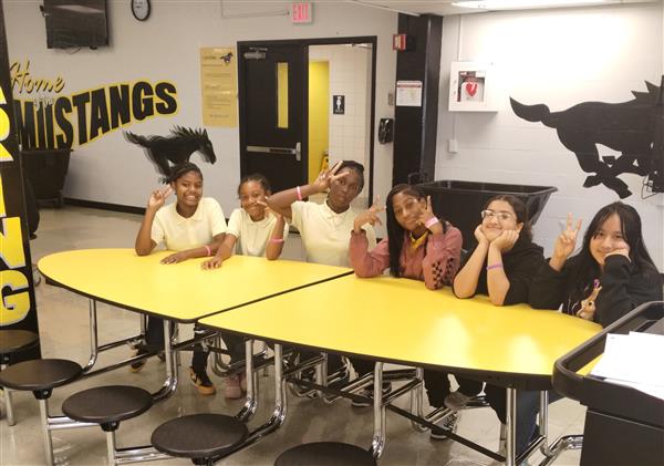 6th grade students celebrate being \